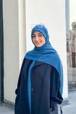 روسری نخ پلیسه آبی سیر ستاره