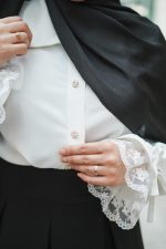 شومیز کرپ ژاکلین سفید پرنسا - Image 2
