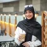 روسری نخ پلیسه مشکی ستاره