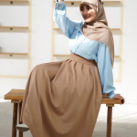 شومیز کرپ الیزه  آبی آسمانی سلین