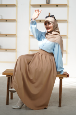 شومیز کرپ الیزه  آبی آسمانی سلین