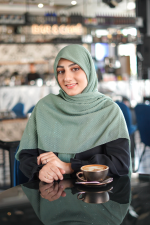 روسری نخ پلیسه سبز پاستیلی ستاره