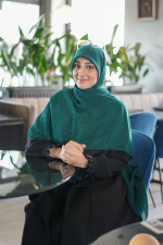روسری نخ پلیسه زمردی ستاره