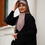 روسری ابریشم ژاکارد موکا کهربا