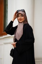 روسری ابریشم ژاکارد موکا کهربا