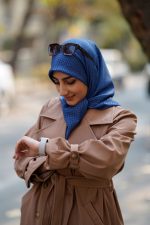 روسری کریشه وارداتی آبی جین دلربا - Image 2